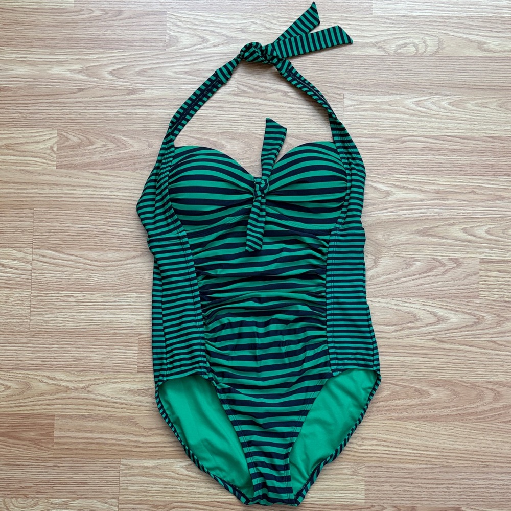 Womens Merona Green and Navy Striped One Piece